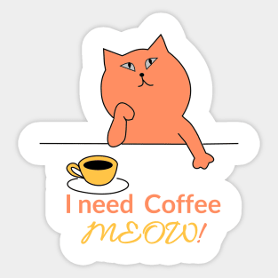 Cats Drinking Coffee - A Funny Art That Will Make You Smile Sticker